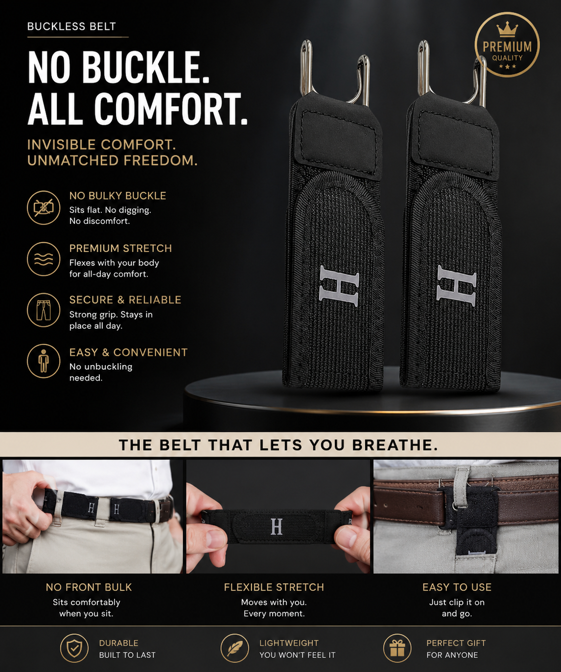 Buckle Less Belt for Men ( 1 PIECE )